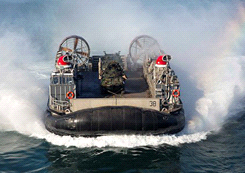hovercraft going over water