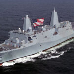 Navy Ship with US Flag
